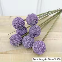 7 Heads 1.96ft Artificial Pompom Ball Plant Branch DIY Wedding Flower Arrangement Material Home Room Table Deco Photo Prop A8349