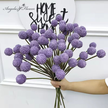 7 Heads 1.96ft Artificial Pompom Ball Plant Branch DIY Wedding Flower Arrangement Material Home Room Table Deco Photo Prop A8349