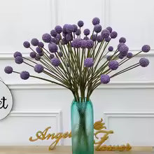 7 Heads 1.96ft Artificial Pompom Ball Plant Branch DIY Wedding Flower Arrangement Material Home Room Table Deco Photo Prop A8349